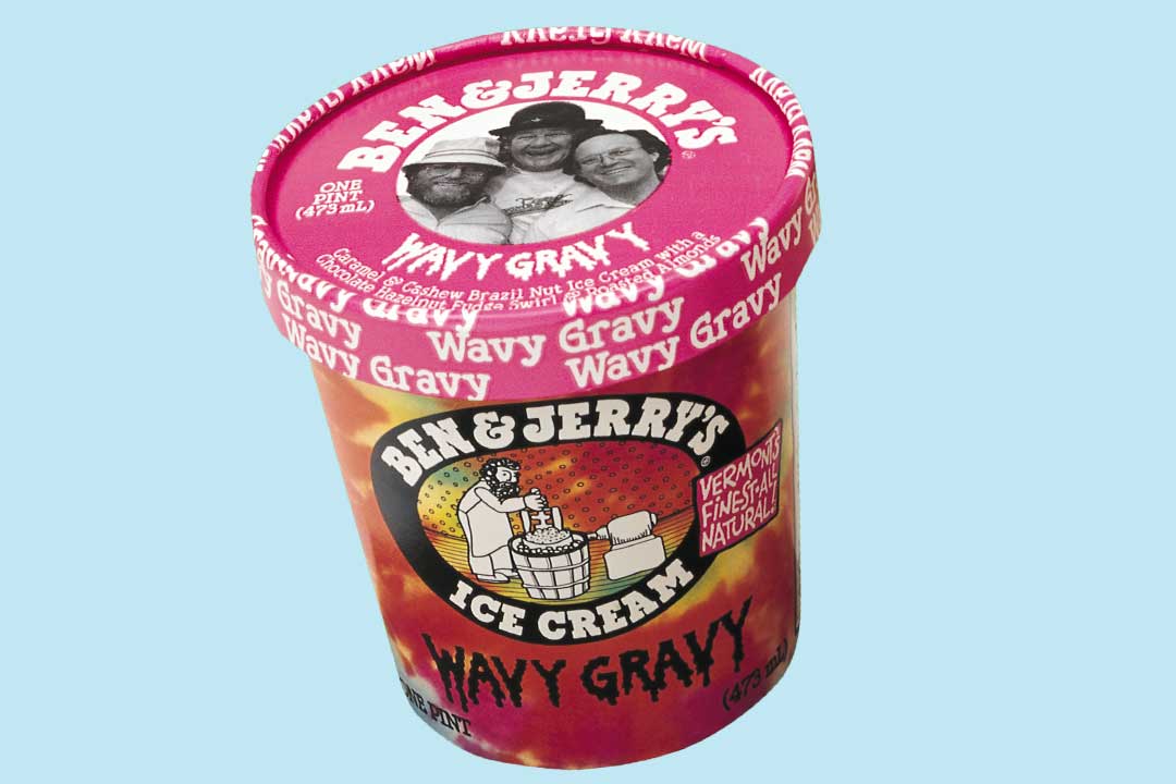 Embalagem do antigo copo de Wavy Gravy